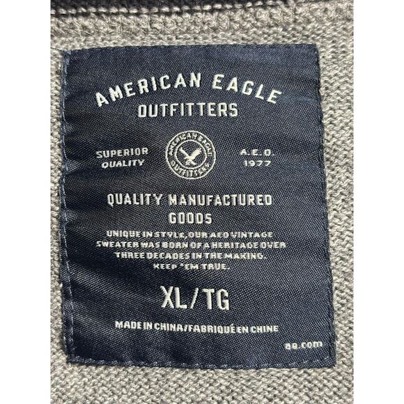 American Eagle Sweater Mens XL Gray V Neck Pullover Lightweight Casual Classic - Picture 3 of 8